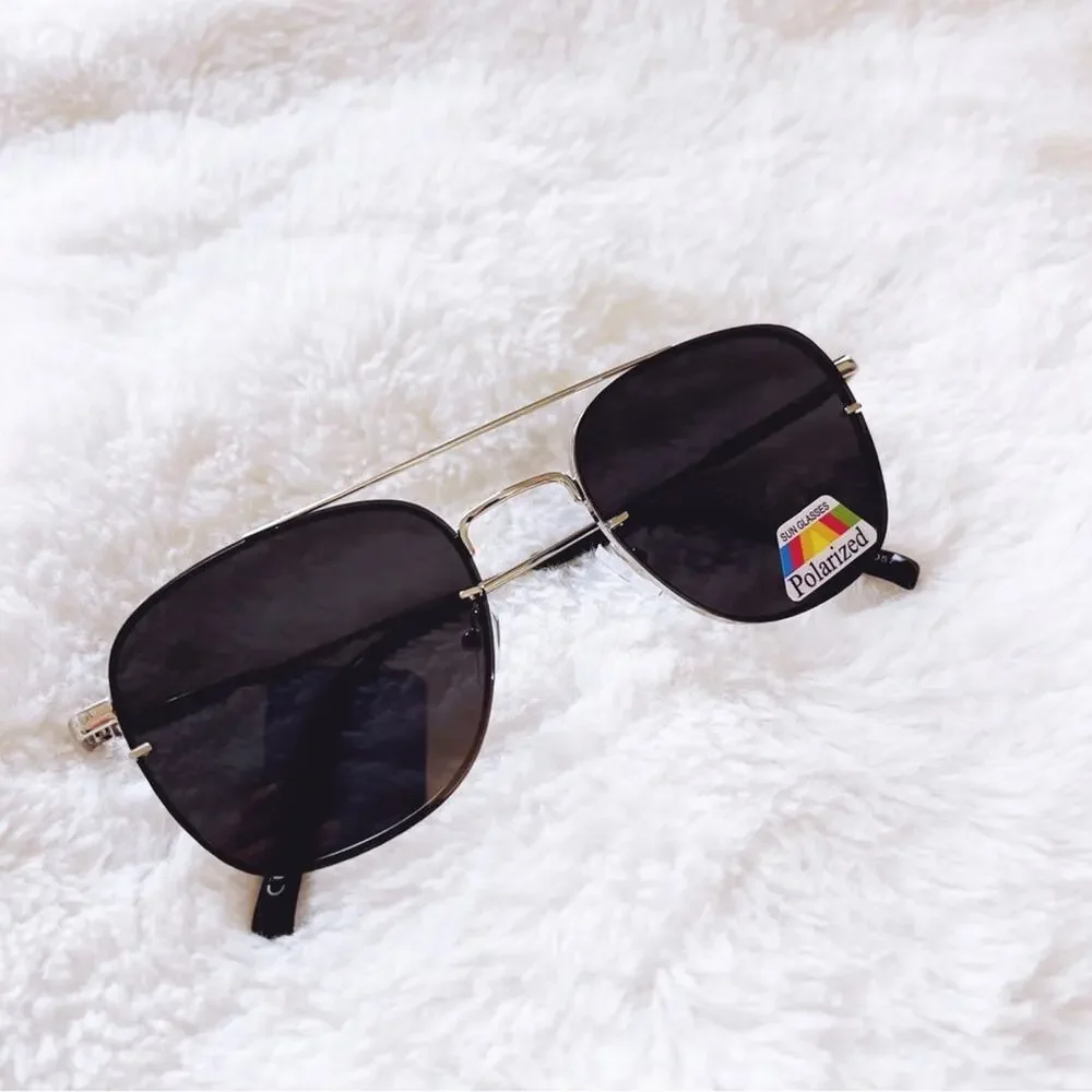 Lara Dark Gray & Silver Lenses Polarized Sunglasses